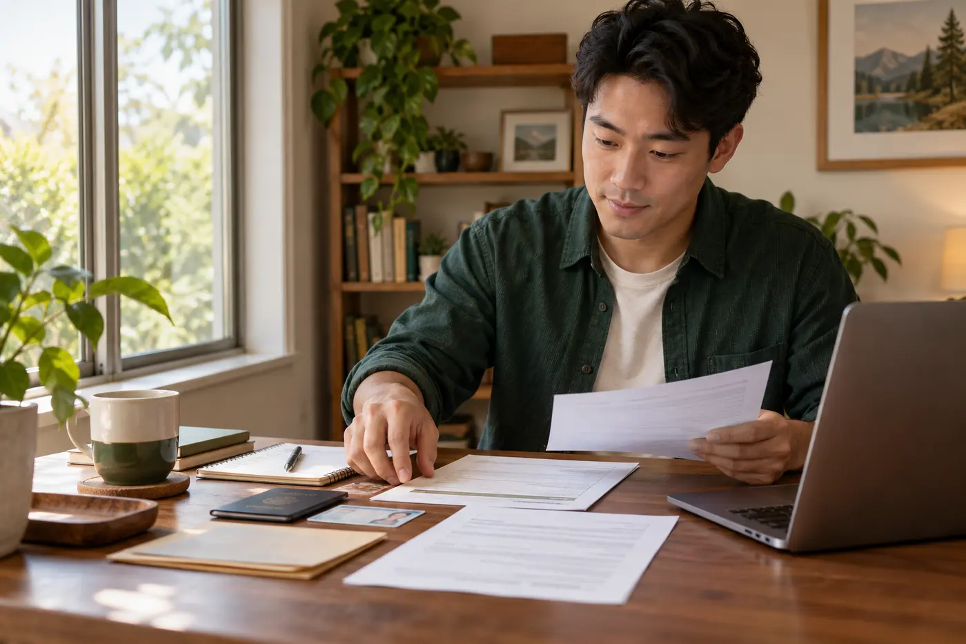 A man preparing documents for a loan eligibility check