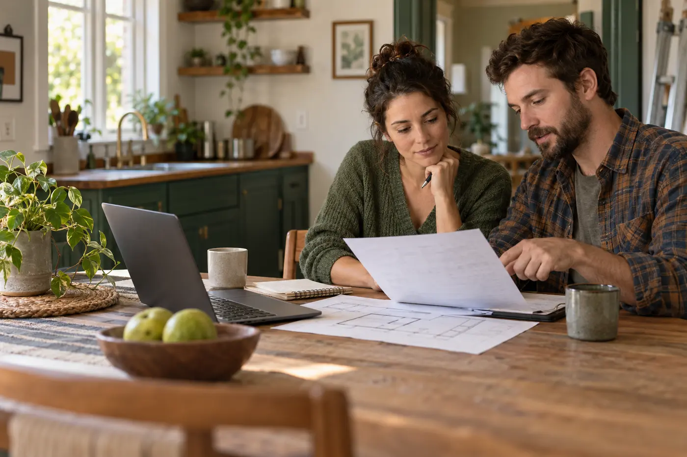 A couple reviewing an installment payment plan