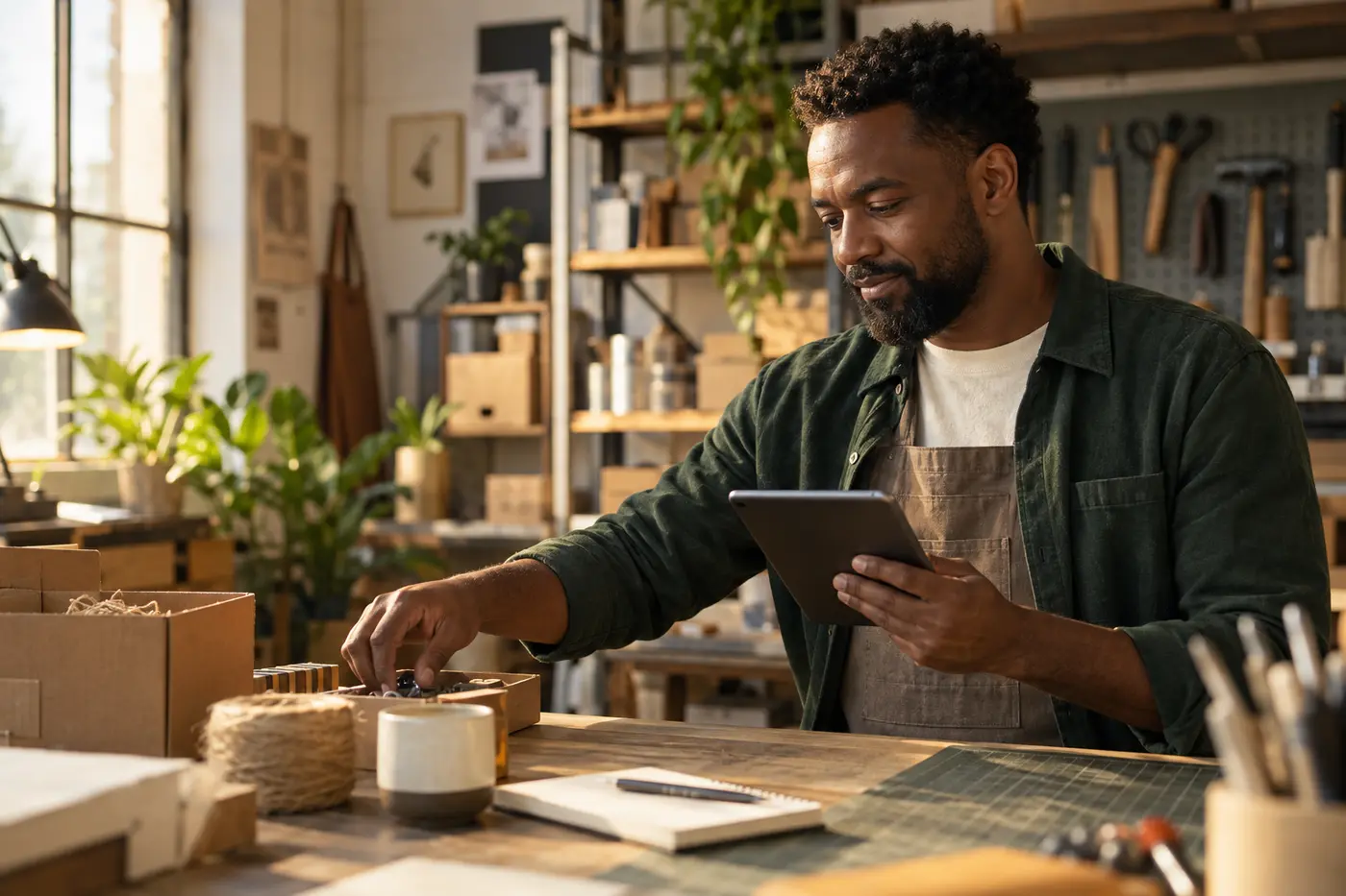 A man planning purchases with a line of credit